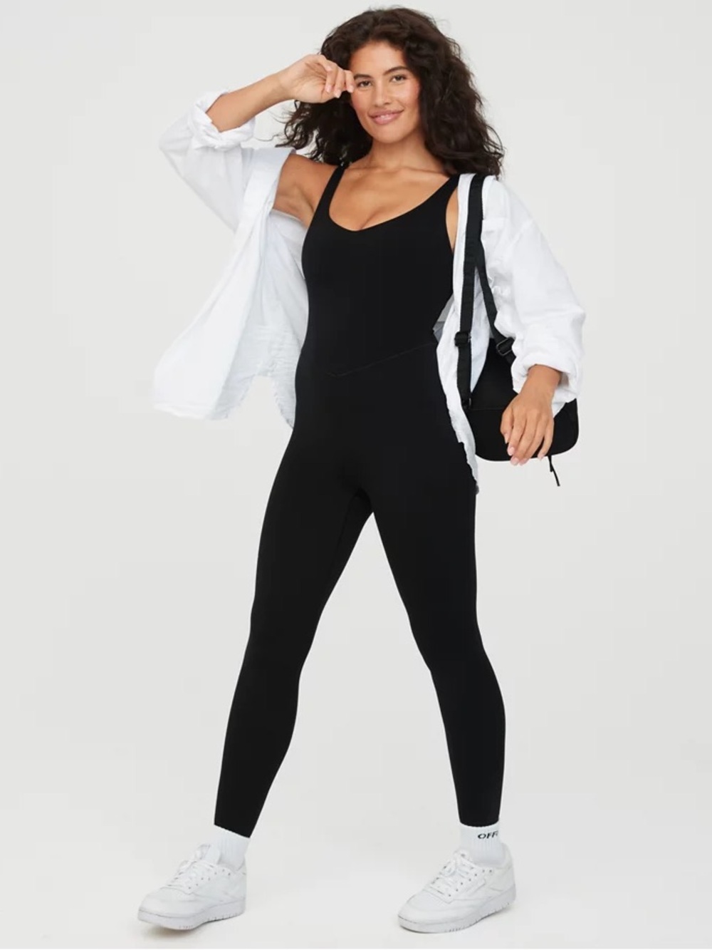Aerie OFFLINE Real Me Low Key Legging Jumpsuit Black XS Activewear Athleisure